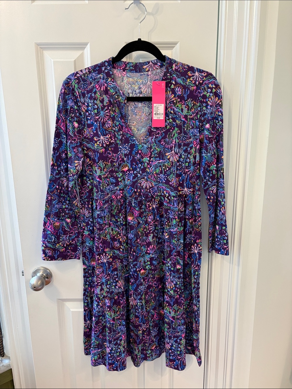 Women's Purple Floral V-Neck Dress